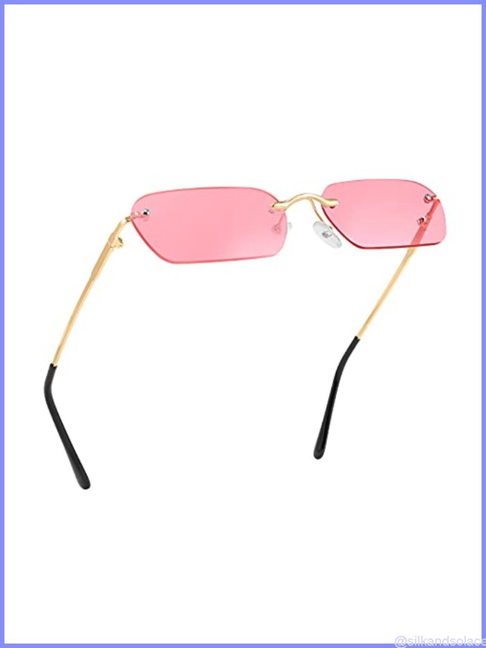 Rimless Sunglasses Y2K Retro Small Narrow Rectangle UV400